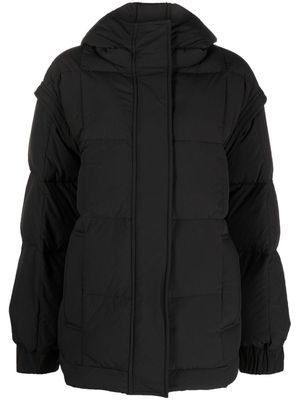 STAND STUDIO detachable-sleeves hooded puffer jacket - Black