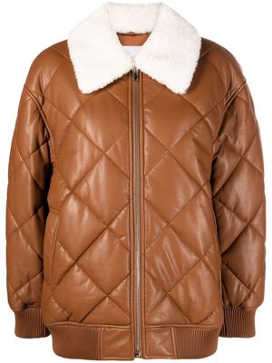 STAND STUDIO diamond-quilted faux-leather jacket - Brown