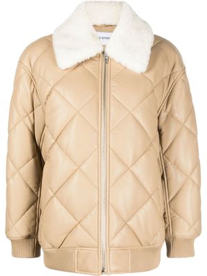 STAND STUDIO diamond-quilted faux-leather jacket - Neutrals