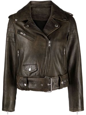 STAND STUDIO Doicon leather biker jacket - Green