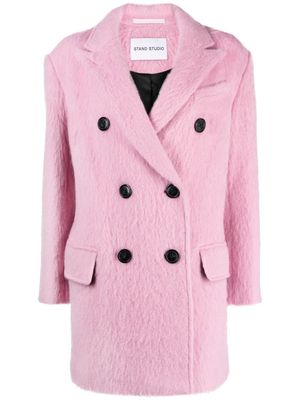 STAND STUDIO Esme brushed double-breasted coat - Pink