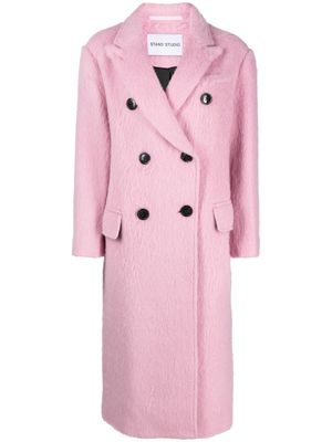 STAND STUDIO Essa brushed double-breasted wool-blend coat - Pink