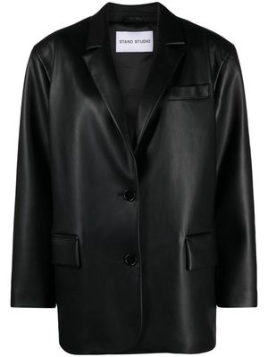 STAND STUDIO faux-leather single-breasted blazer - Black