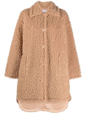 STAND STUDIO faux-shearling button-up coat - Brown