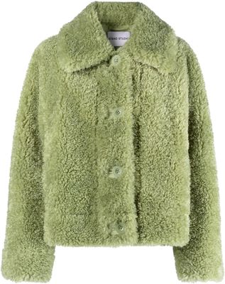 STAND STUDIO faux shearling button-up jacket - Green