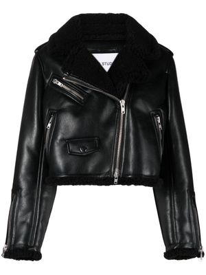 STAND STUDIO faux-shearling cropped jacket - Black