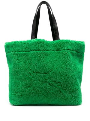STAND STUDIO faux-shearling design tote bag - Green