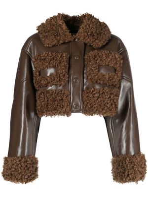 STAND STUDIO Fleur faux fur-trimmed jacket - Brown