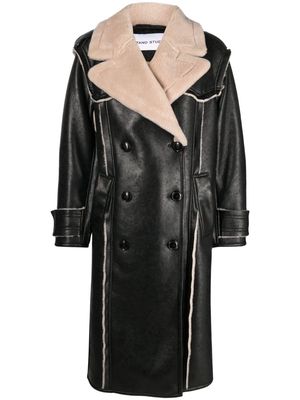 STAND STUDIO Frankie double-breasted faux-leather coat - Black