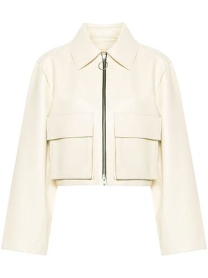 STAND STUDIO Gretal cropped leather jacket - White