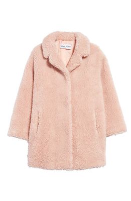 Stand Studio Kids' Camille Cocoon Teddy Coat in Pale Blush