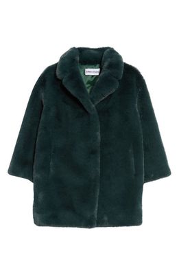 Stand Studio Kids' Camille Faux Fur Cocoon Coat in Moss Green
