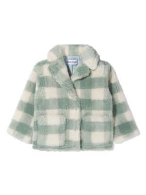 STAND STUDIO Kids check-pattern fleece-texture jacket - Green
