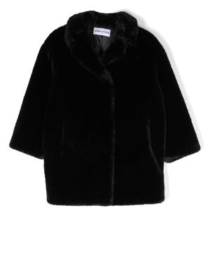 STAND STUDIO Kids single-breasted faux-fur coat - Black