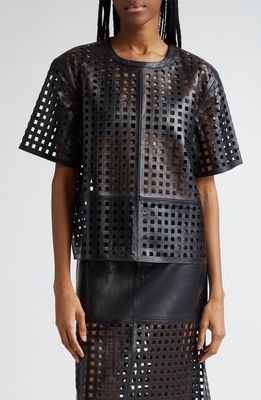 Stand Studio Kora Cutout Leather T-Shirt in Black