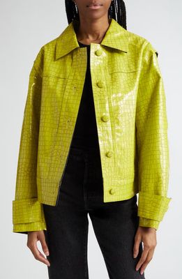 Stand Studio Libertee Oversize Faux Leather Jacket in Yellow