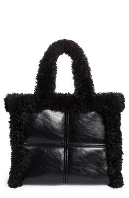 Stand Studio Lola II Faux Shearling Bag in Black/Black
