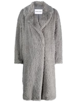 STAND STUDIO long faux-fur coat - Grey