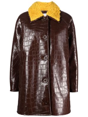 STAND STUDIO long-sleeve faux-leather jacket - Brown