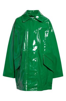 Stand Studio Maxxy Faux Patent Leather Raincoat in Emerald Green