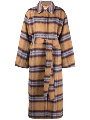 STAND STUDIO plaid-check print belted coat - Neutrals