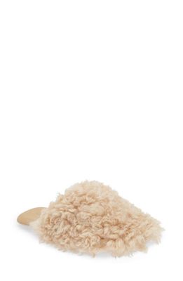 Stand Studio Polly Faux Fur Slipper & Travel Pouch Set in Natural Beige