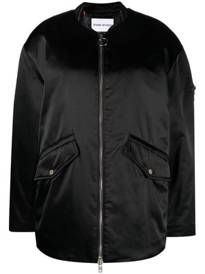 STAND STUDIO Prim satin bomber jacket - Black
