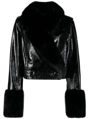 STAND STUDIO Rosalyn faux fur-detailed jacket - Black