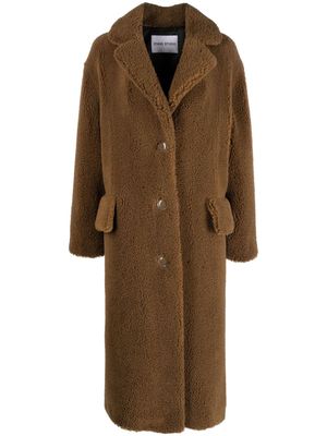 STAND STUDIO single-breasted faux-fur coat - Brown