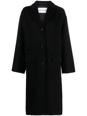 STAND STUDIO V-neck wool-blend coat - Black