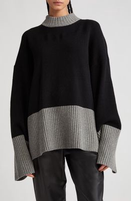 Stand Studio Wool Crewneck Sweater in Black/Lead Grey