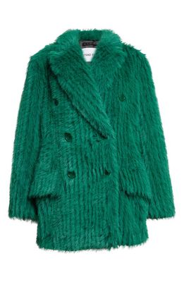 Stand Studio Zenni Double Breasted Faux Fur Jacket in Jade Green