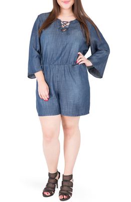 Standards & Practices Bell Sleeve Romper in Navy 