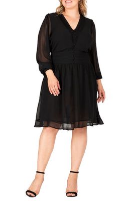 Standards & Practices Cutout Back Long Sleeve Dress in Black