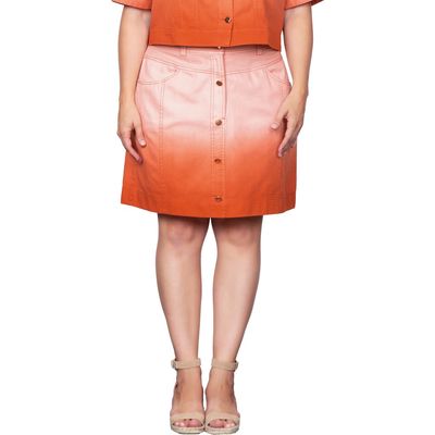 Standards & Practices Dip Dye Denim Skirt in Coral 