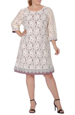 Standards & Practices Floral Lace Midi Dress in Light Beige