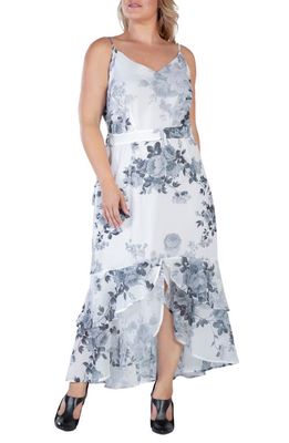 Standards & Practices Floral Tiered Ruffle Chiffon Maxi Dress in Black White Floral