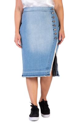 Standards & Practices Frayed Slit Hem Denim Skirt in Sublime Blue