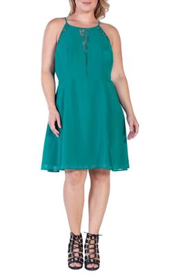 Standards & Practices Lace Keyhole Fit & Flare Dress in Hunter Green