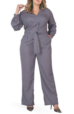 Standards & Practices Long Sleeve Jumpsuit in Light Grey 