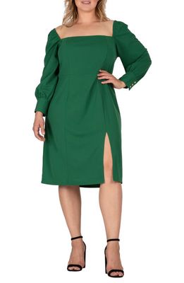Standards & Practices Long Sleeve Off the Shoulder Dress in Green
