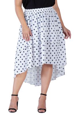 Standards & Practices Polka Dot Tiered High-Low Skirt in Blue Polka Dot 