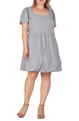 Standards & Practices Puff Sleeve Bubble Hem Dress in Grey