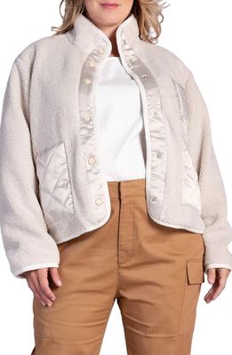 Standards & Practices Zozo Satin Panel Faux Shearling Jacket in Off White 