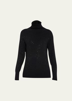 Star Dust Embellished Cashmere Turtleneck Sweater