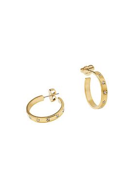 Star Goldtone & Cubic Zirconia Hoop Earrings