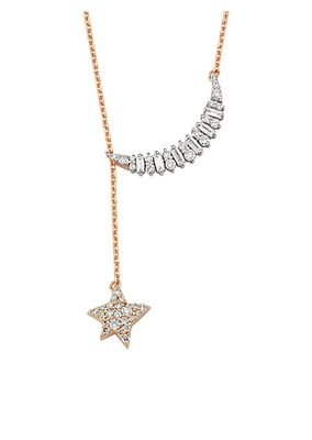 Star Light Sirius 14K Rose Gold & 0.39 TCW Diamond Moon & Star Pendant Necklace