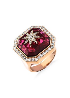 Star Light Venus 18K Rose Gold, Diamond & Tourmaline Star Ring