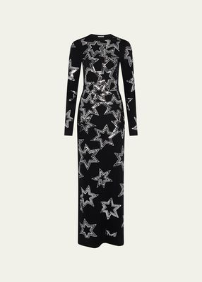 Star Sequin-Embellished Maxi Dress