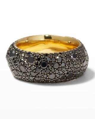 Stardust Full Pave Wide Band Ring with Black Diamonds